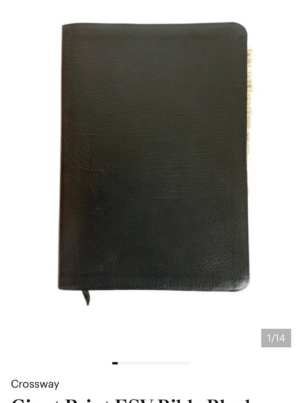 Giant Print ESV Bible Black Genuine Leather Crossway 2011 Thumb Index Tabs